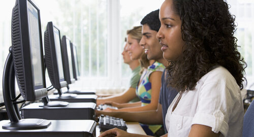 College students in a computer lab