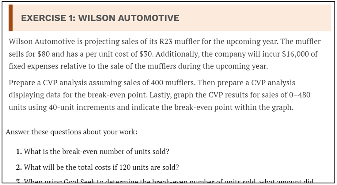 Image of Exercise 1: Managerial Accounting Supplement