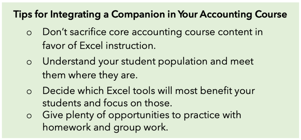 Tips for Integrating a Companion in an Introductory Accounting Course